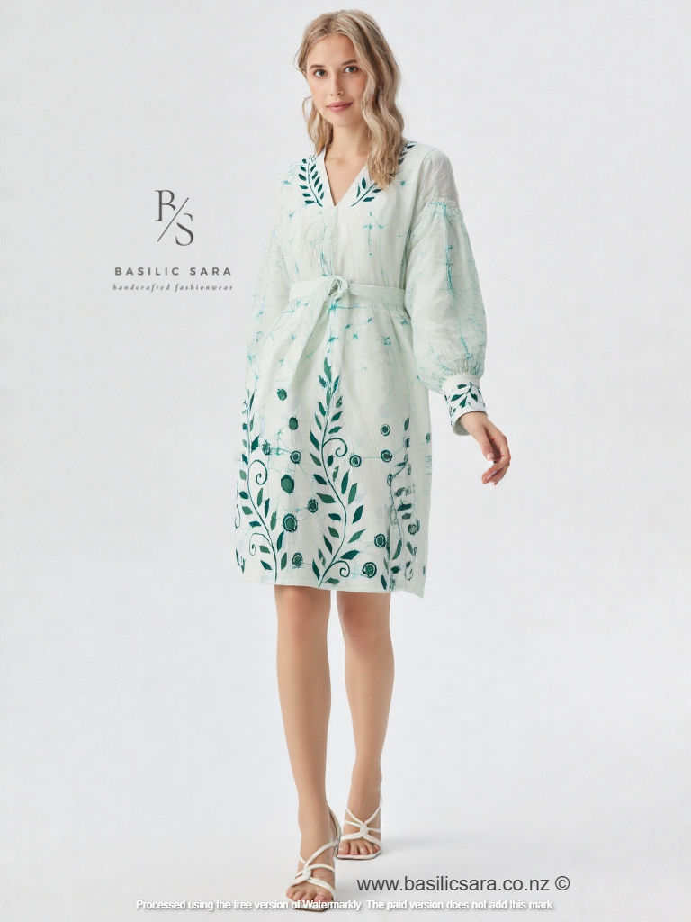 Verdant Bloom Belted Dress
