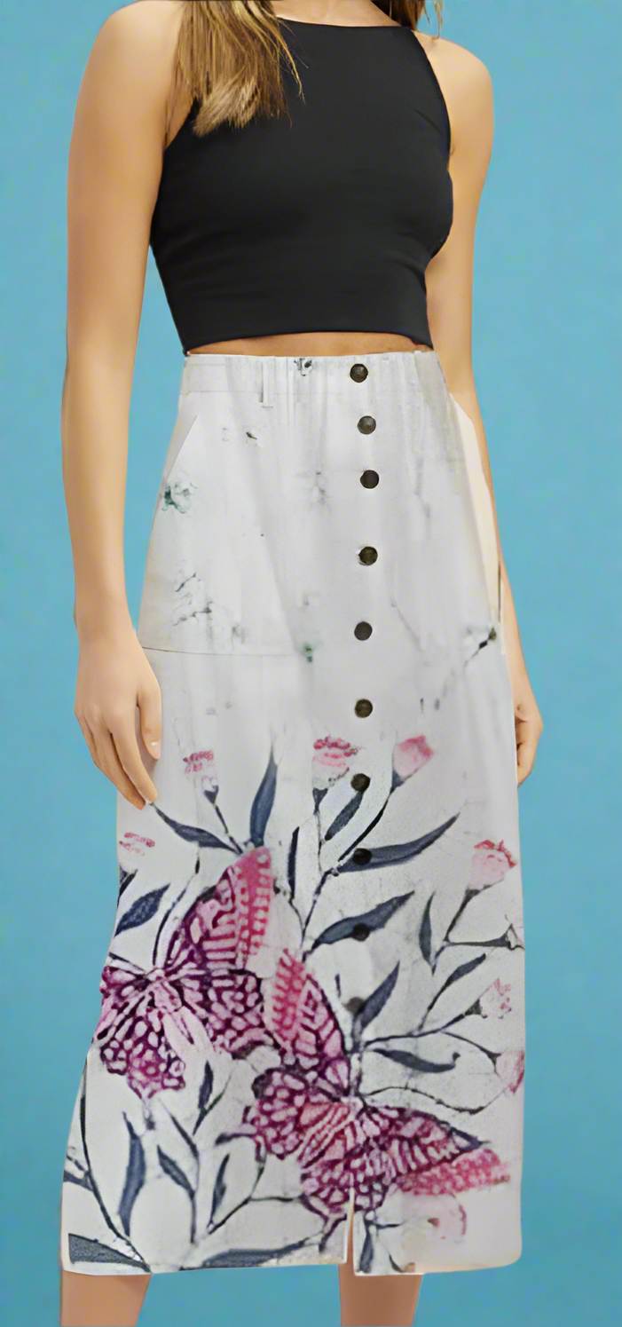 Butterfly Garden Midi Skirt