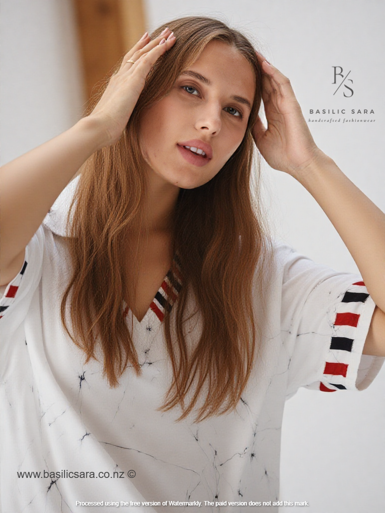 Relaxed White Cotton V-Neck Top