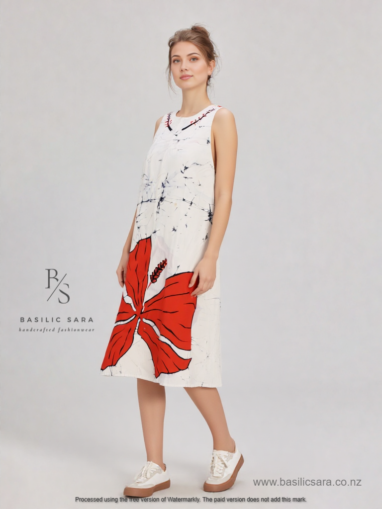 Coral Bloom Sleeveless Dress