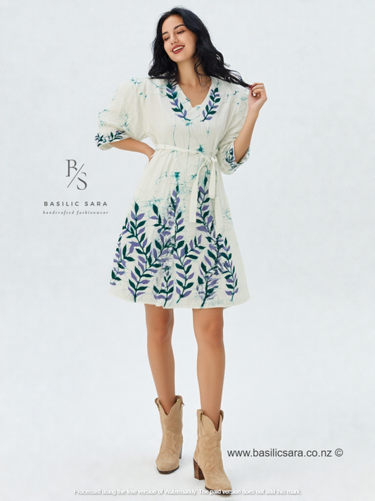 Fern Bloom Belted Dress
