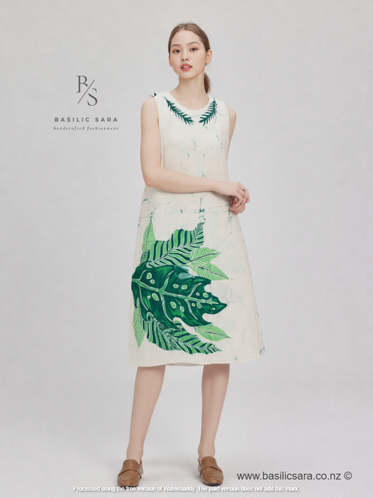 Tropical Fern Sleeveless Dress