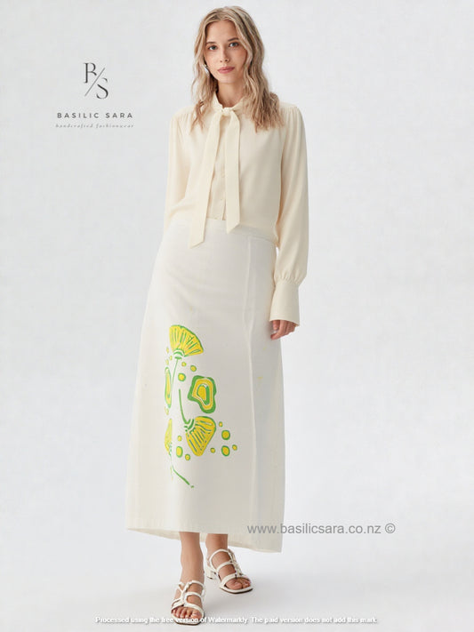 Lime Bloom Long Skirt