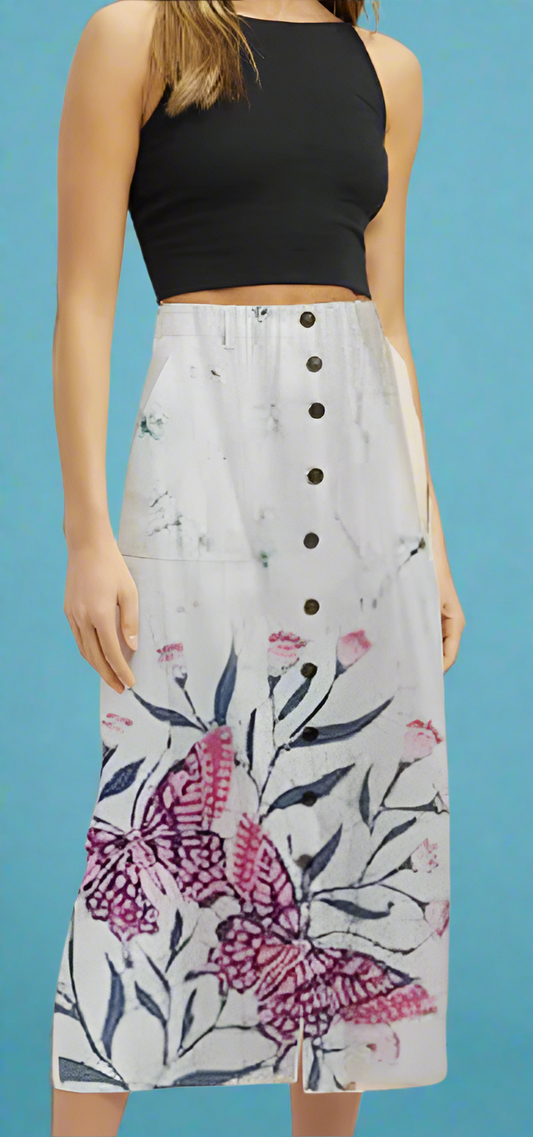 Butterfly Garden Midi Skirt