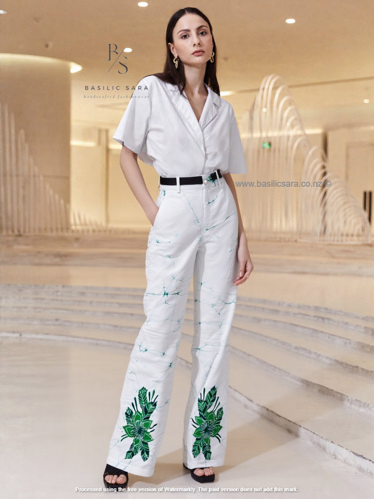 Verdant Echo Cotton Pants