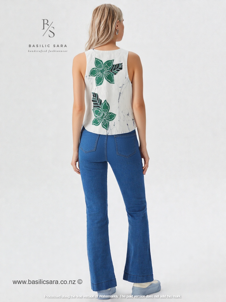 Emerald Bloom Sleeveless Vest