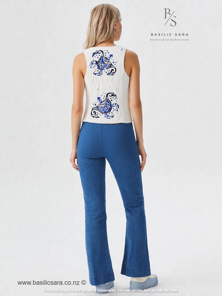 Indigo Bloom Sleeveless Vest