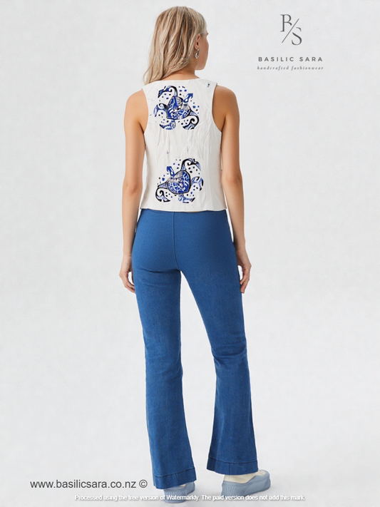 Indigo Bloom Sleeveless Vest