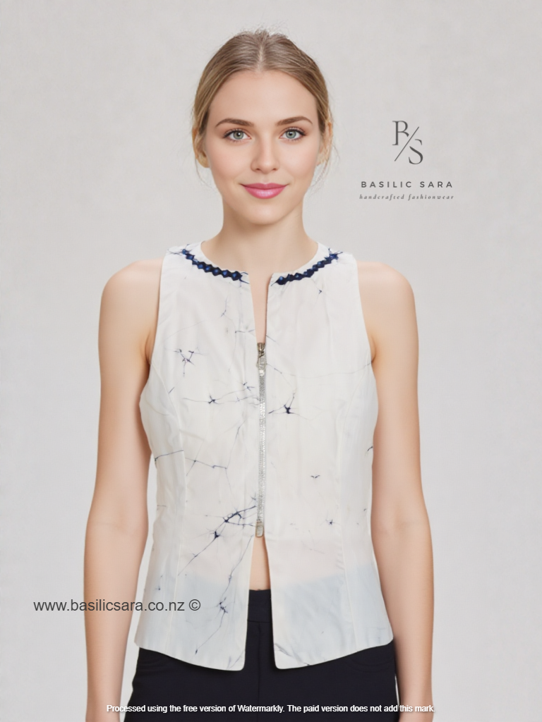 Crimson Hibiscus Sleeveless Vest